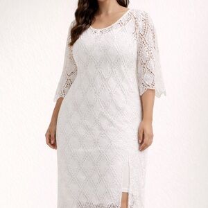 🌴 White Eyelet Embroidery Lace Dress
